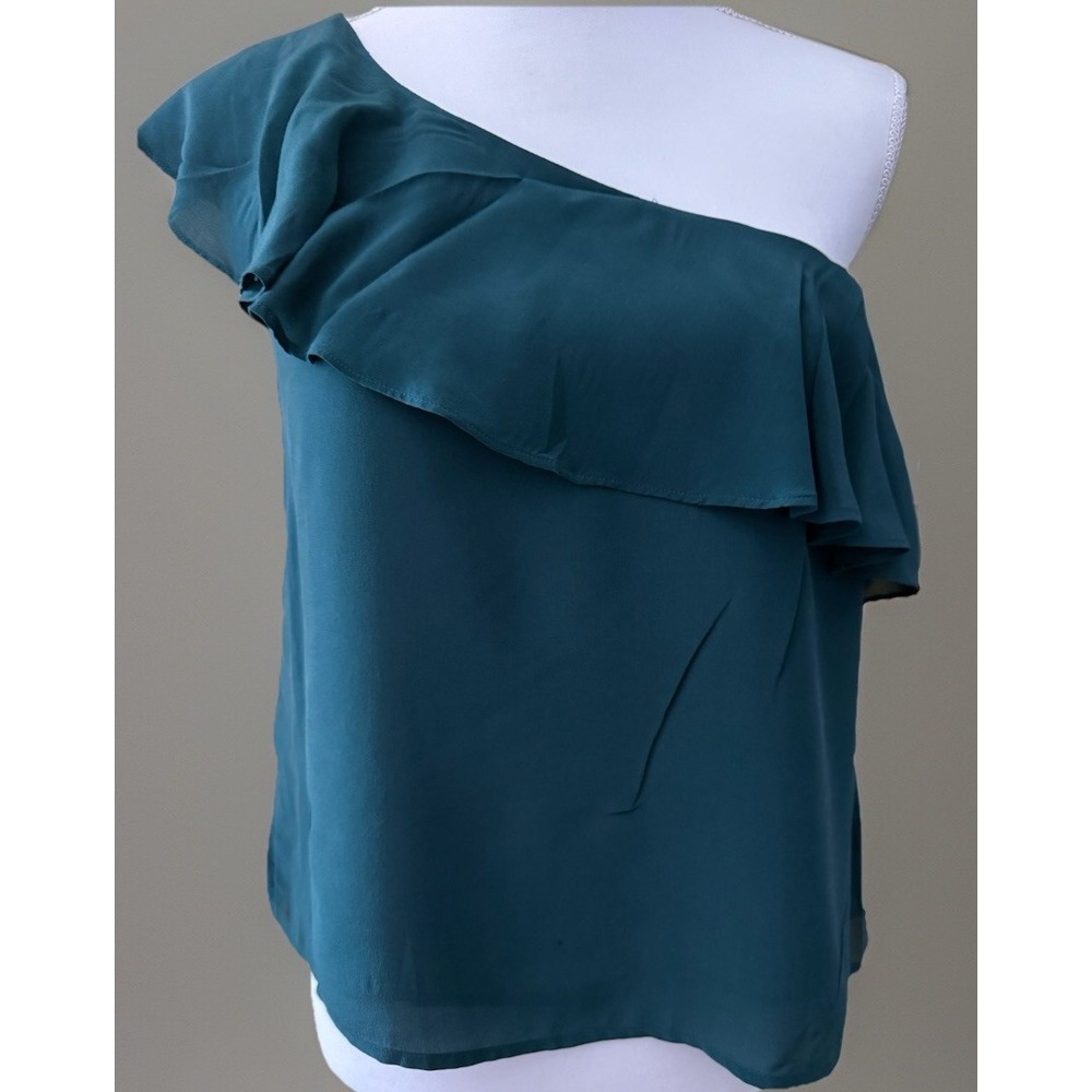 Maeve Women's Silk Blouse Lined One Shoulder SZ 6 Designer Chic Luxury Fairy